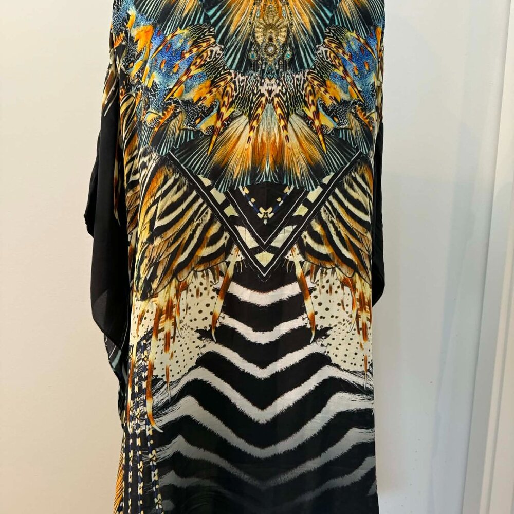 CAMILLA Lost Paradise Silk Short Lace Up Kaftan | Crystal Embellished | $549 - Picture 3 of 12